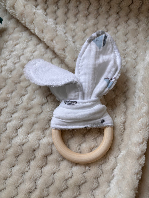 Anneau de dentition bébé en bois naturel, fait main - « Horizon Céleste"