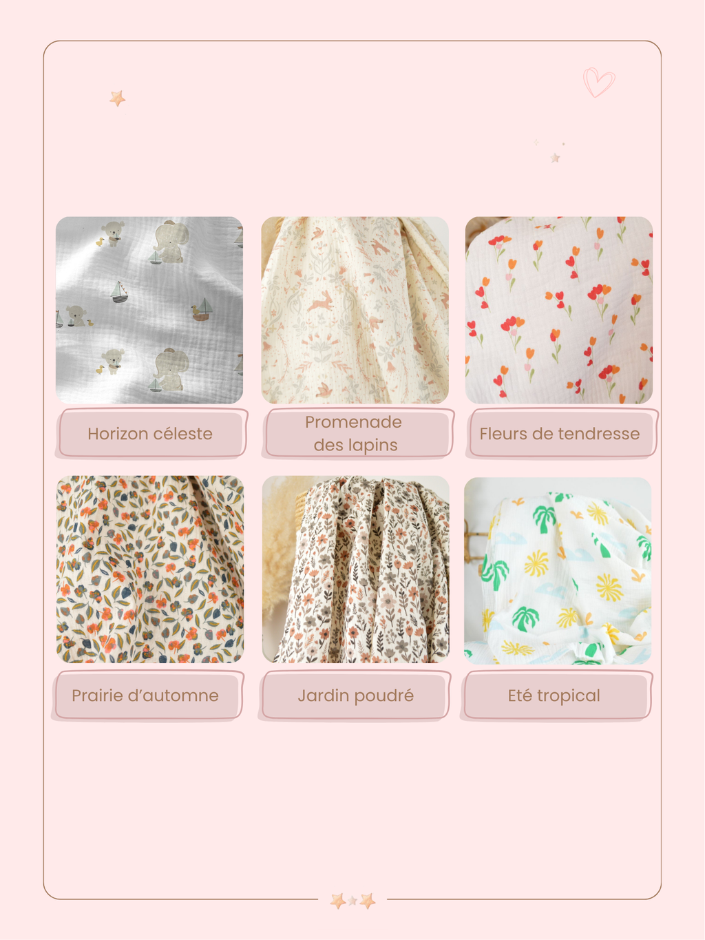 Lange bébé en gaze de coton à motifs - Différents coloris