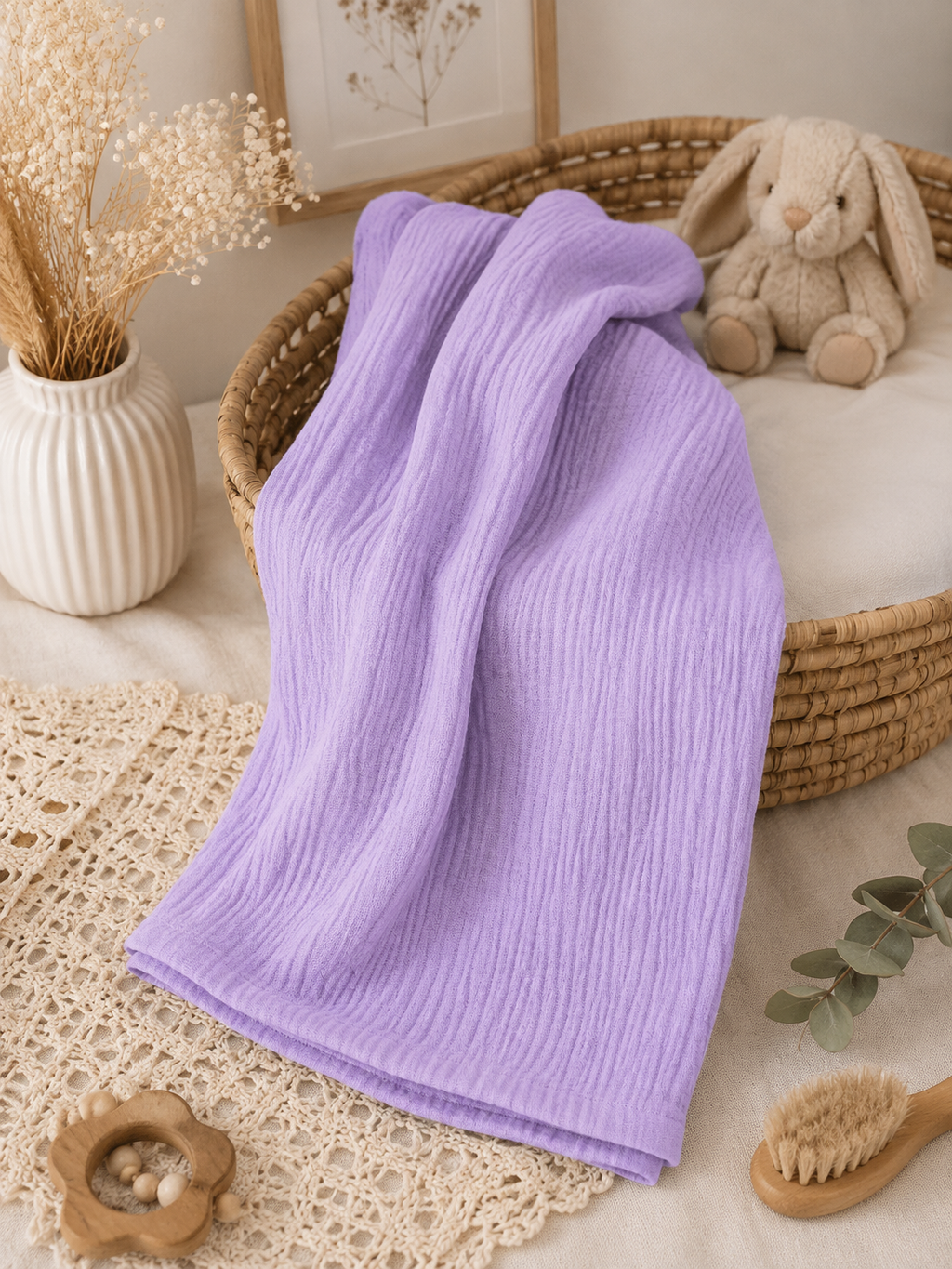 Lange bébé en gaze de coton unis - Rêve lilas